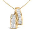 14K Yellow Gold 1 5/8 Cttw Princess and Baguette Diamond Duo Bar Pendant Necklace (G-H Color, VS2-SI1 Clarity) - 18
