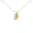 14K Yellow Gold 1 5/8 Cttw Princess and Baguette Diamond Duo Bar Pendant Necklace (G-H Color, VS2-SI1 Clarity) - 18