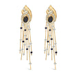 14K Yellow Gold 1.0 Cttw Diamond and Blue Sapphire Chandelier Earrings - Earrings - Custom Crafting Alliance, LLC