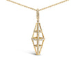 14K Yellow Gold 1.0 Cttw Diamond Studded Geometric Double Pyramid 18