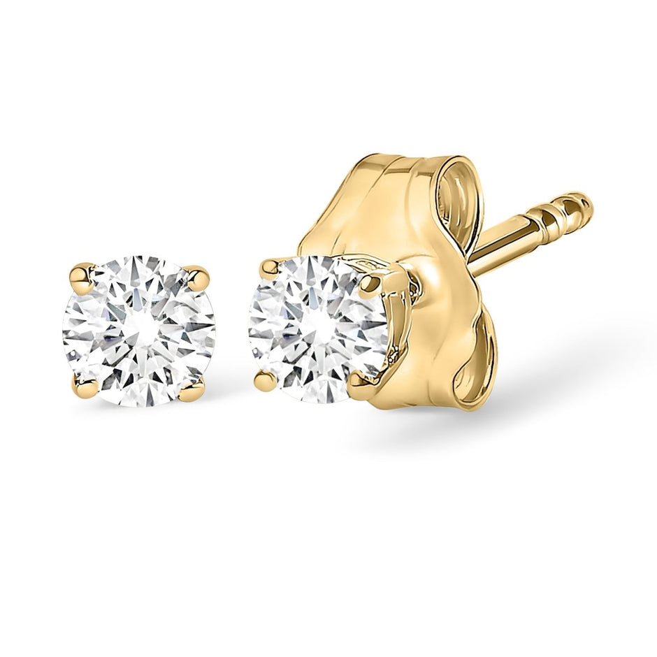 14K Yellow Gold 1.0 Cttw Lab Grown Diamond Solitaire Stud Earrings - Earrings - Custom Crafting Alliance, LLC