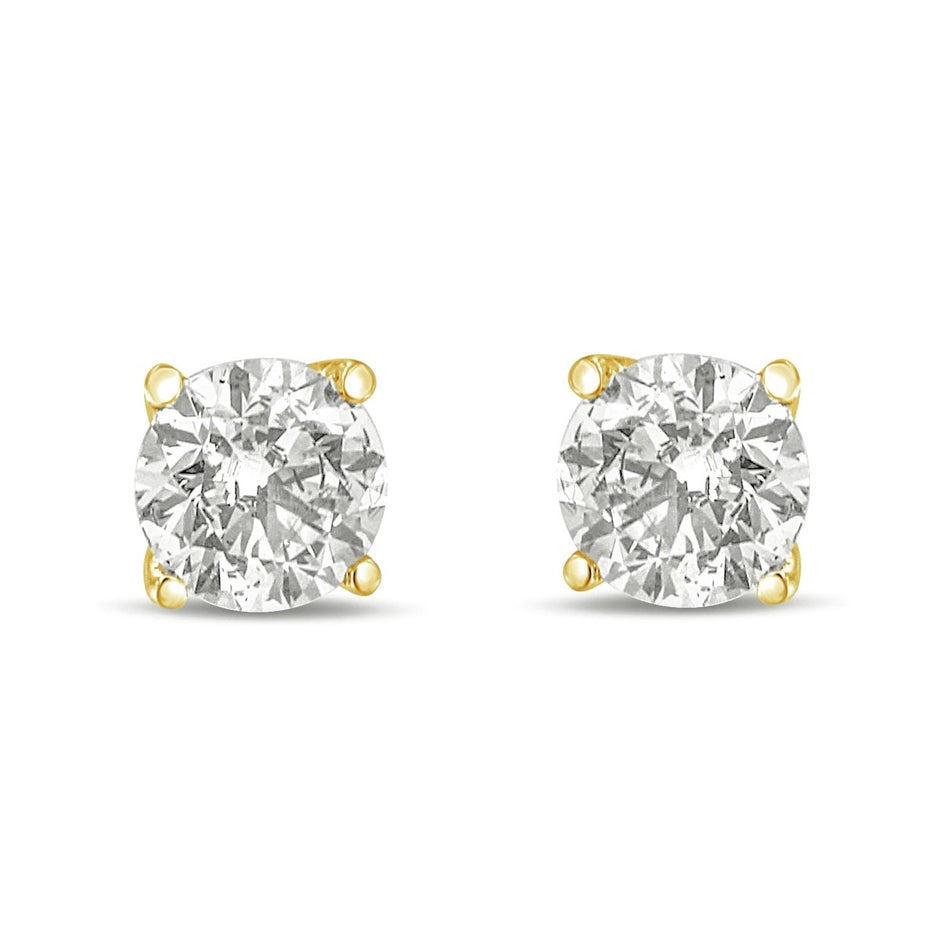 14K Yellow Gold 1.0 Cttw Lab Grown Diamond Solitaire Stud Earrings - Earrings - Custom Crafting Alliance, LLC