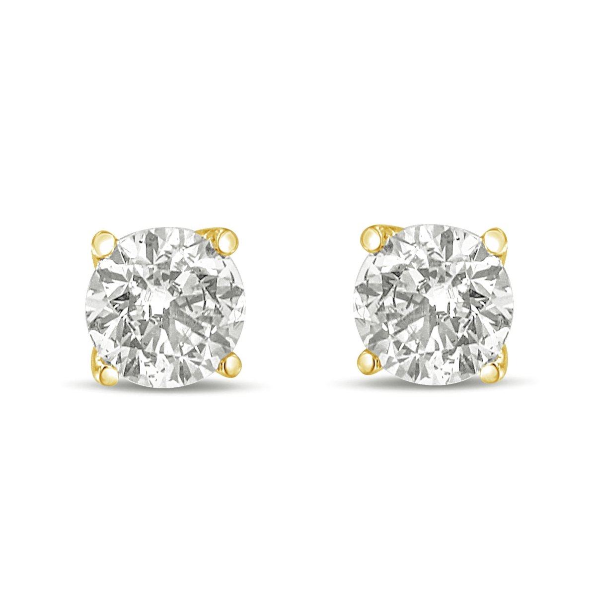 14K Yellow Gold 1.0 Cttw Lab Grown Diamond Solitaire Stud Earrings - Earrings - Custom Crafting Alliance, LLC