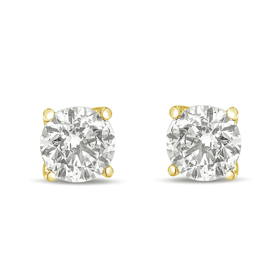 14K Yellow Gold 1.0 Cttw Lab Grown Diamond Solitaire Stud Earrings - Earrings - Custom Crafting Alliance, LLC