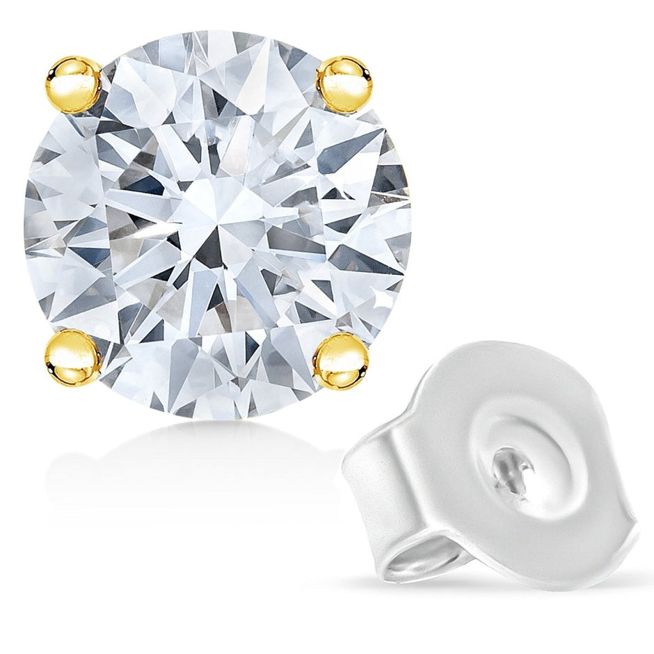 14K Yellow Gold 1.0 Cttw Lab Grown Diamond Solitaire Stud Earrings - Earrings - Custom Crafting Alliance, LLC