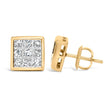 14K Yellow Gold 1.0 Cttw Princess Cut Diamond Composite Stud Earrings with Screw Backs (J-K Color, SI1-SI2 Clarity) - Earrings - Custom Crafting Alliance, LLC