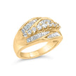 14K Yellow Gold 1.00 Cttw Diamond Cocktall Cluster 5 Stone Ring (H-I Color, SI1-I1 Clarity) - Ring Size 7 - Rings - Custom Crafting Alliance, LLC