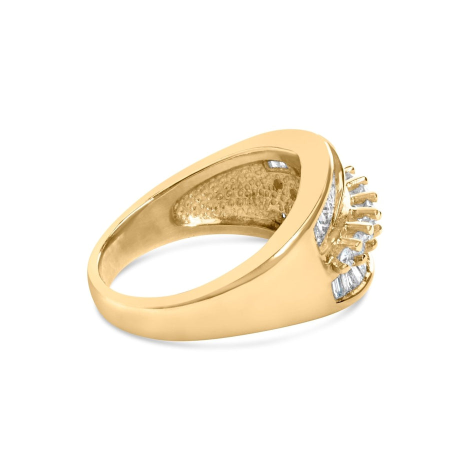 14K Yellow Gold 1.00 Cttw Diamond Cocktall Cluster 5 Stone Ring (H-I Color, SI1-I1 Clarity) - Ring Size 7 - Rings - Custom Crafting Alliance, LLC