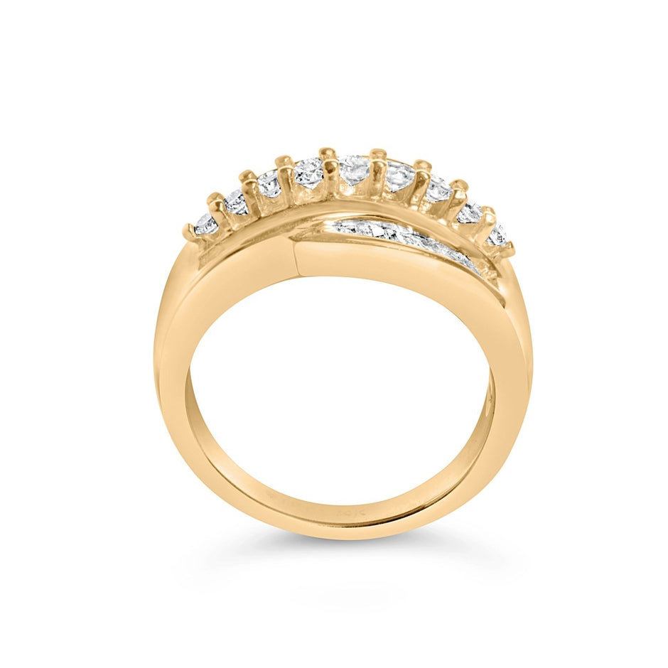 14K Yellow Gold 1.00 Cttw Diamond Cocktall Cluster 5 Stone Ring (H-I Color, SI1-I1 Clarity) - Ring Size 7 - Rings - Custom Crafting Alliance, LLC