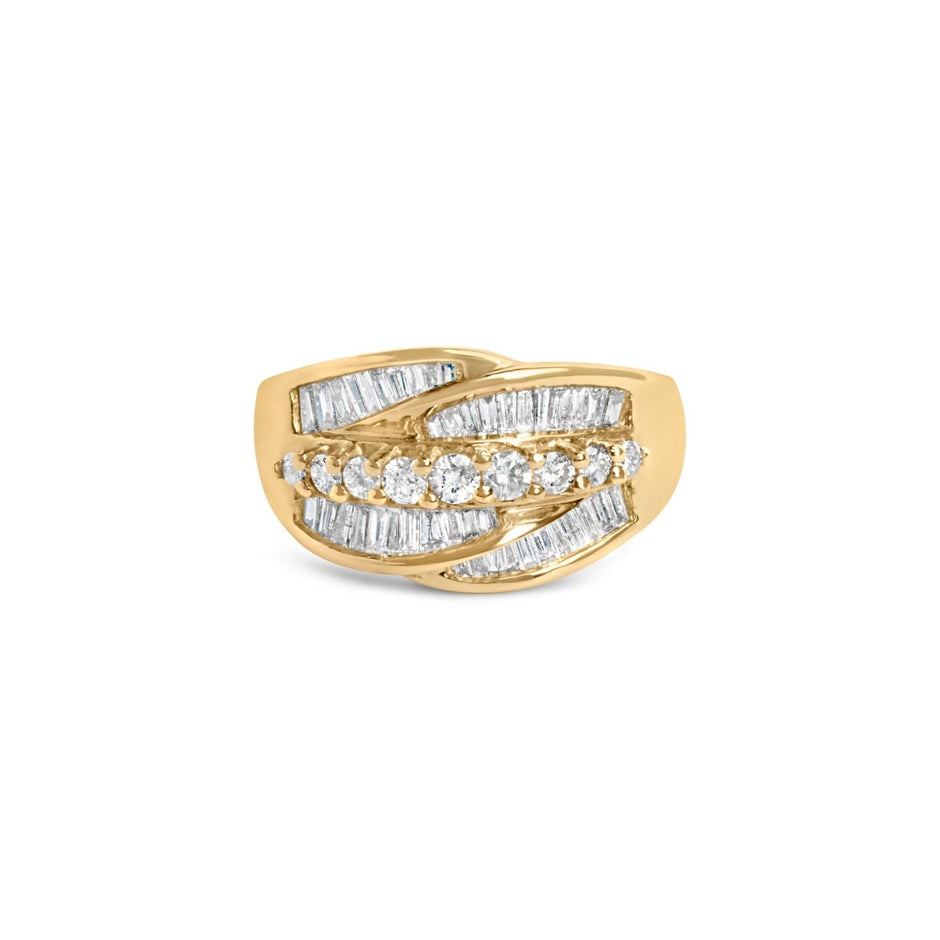 14K Yellow Gold 1.00 Cttw Diamond Cocktall Cluster 5 Stone Ring (H-I Color, SI1-I1 Clarity) - Ring Size 7 - Rings - Custom Crafting Alliance, LLC
