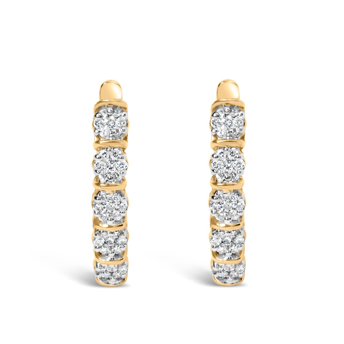 14k Yellow Gold 1/2 Cttw Diamond Cluster Hoop Earrings (H-I Color, SI2-I1 Clarity) - Earrings - Custom Crafting Alliance, LLC