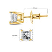14K Yellow Gold 1/2 Cttw Princess Cut Diamond Solitaire Stud Earrings with Screwbacks (I-J Color, SI2-I1 Clarity) - Earrings - Custom Crafting Alliance, LLC