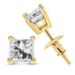 14K Yellow Gold 1/2 Cttw Princess Cut Diamond Solitaire Stud Earrings with Screwbacks (I-J Color, SI2-I1 Clarity) - Earrings - Custom Crafting Alliance, LLC