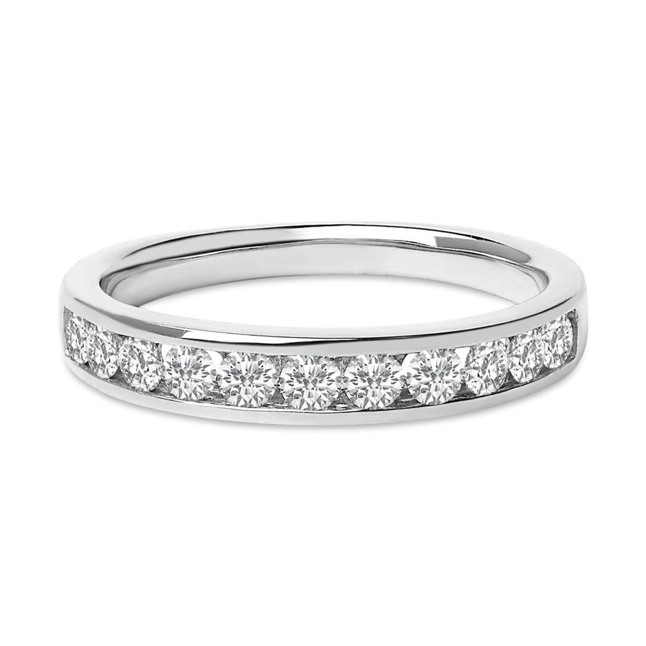 14K Yellow Gold 1/2 Cttw Round Diamond 11 Stone Channel Set Band - Rings - Custom Crafting Alliance, LLC