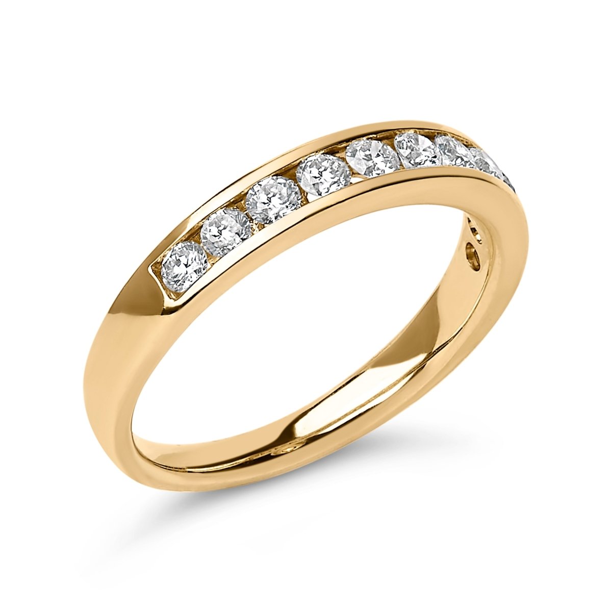 14K Yellow Gold 1/2 Cttw Round Diamond 11 Stone Channel Set Band - Rings - Custom Crafting Alliance, LLC