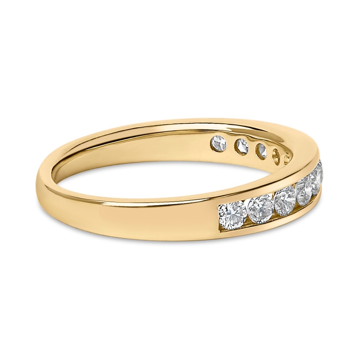 14K Yellow Gold 1/2 Cttw Round Diamond 11 Stone Channel Set Band - Rings - Custom Crafting Alliance, LLC