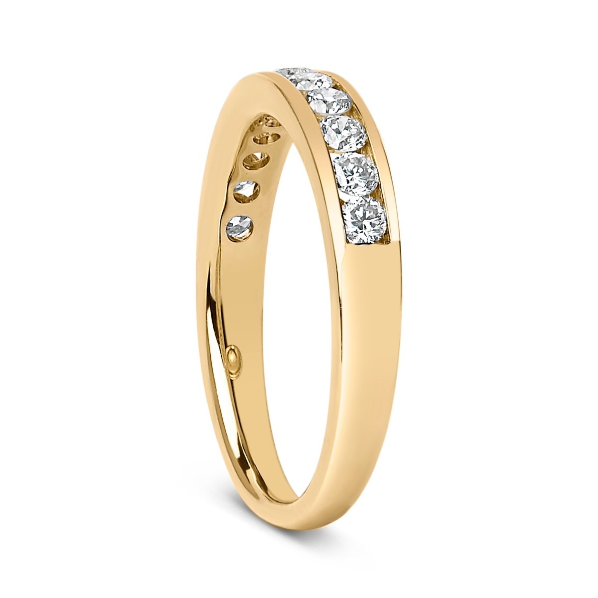 14K Yellow Gold 1/2 Cttw Round Diamond 11 Stone Channel Set Band - Rings - Custom Crafting Alliance, LLC