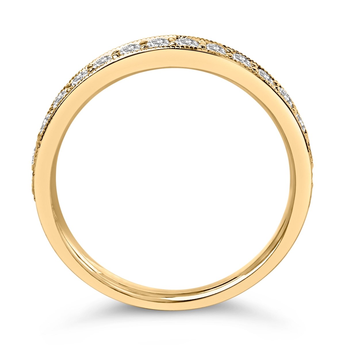 14K Yellow Gold 1/2 Cttw Round Diamond Milgrain Wedding Band - Rings - Custom Crafting Alliance, LLC