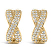 14K Yellow Gold 1/3 Cttw Diamond Criss Cross Huggie Hoop Earrings (G-H Color, SI2-I1 Clarity) - Earrings - Custom Crafting Alliance, LLC