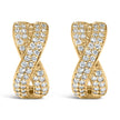 14K Yellow Gold 1/3 Cttw Diamond Criss Cross Huggie Hoop Earrings (G-H Color, SI2-I1 Clarity) - Earrings - Custom Crafting Alliance, LLC