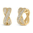 14K Yellow Gold 1/3 Cttw Diamond Criss Cross Huggie Hoop Earrings (G-H Color, SI2-I1 Clarity) - Earrings - Custom Crafting Alliance, LLC