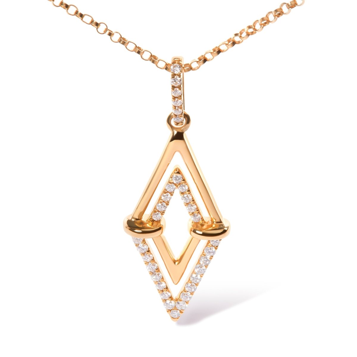 14K Yellow Gold 1/4 Cttw Diamond Double Triangle Geometric 18