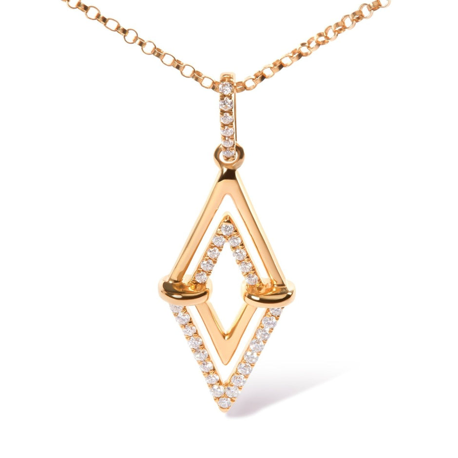 14K Yellow Gold 1/4 Cttw Diamond Double Triangle Geometric 18