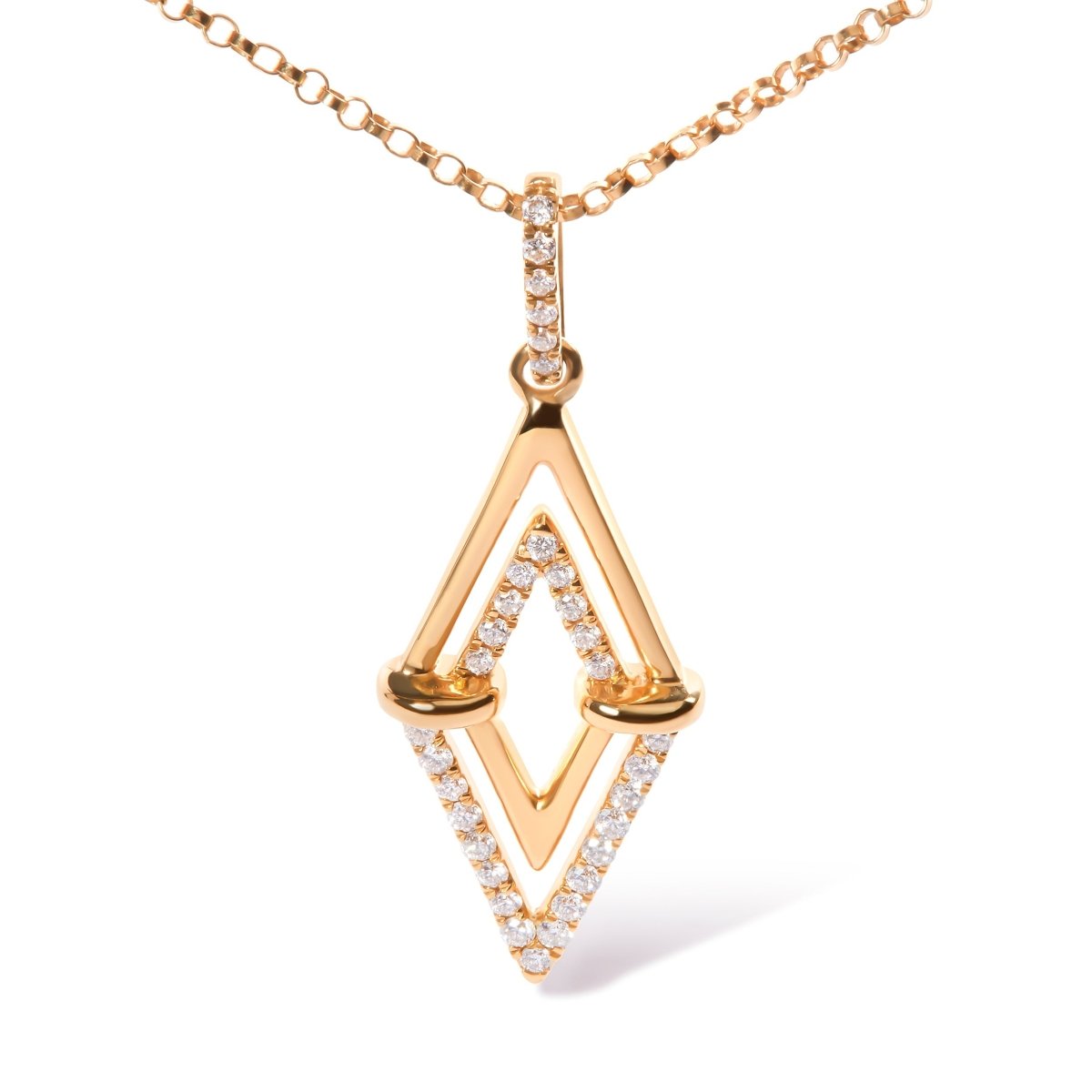 14K Yellow Gold 1/4 Cttw Diamond Double Triangle Geometric 18