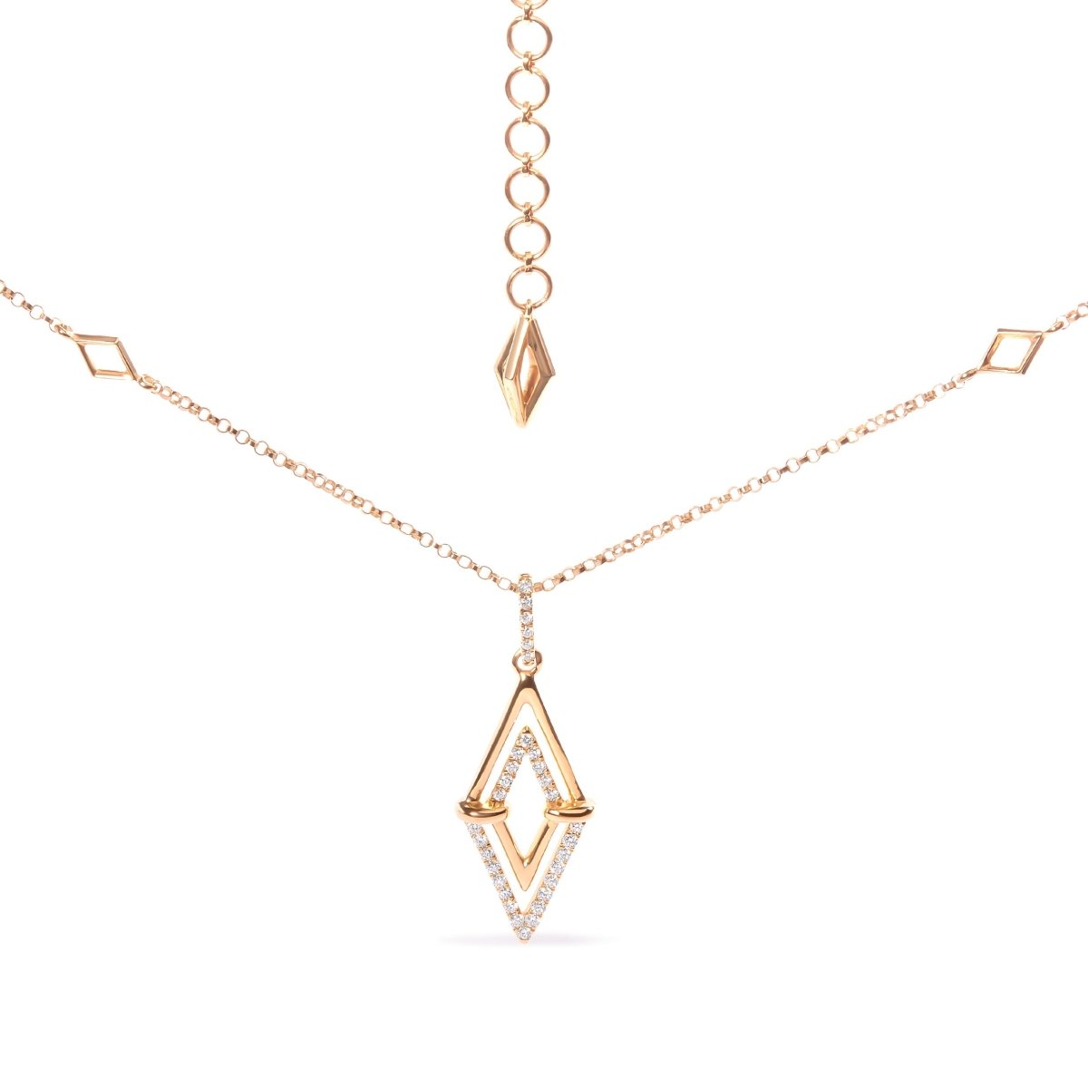 14K Yellow Gold 1/4 Cttw Diamond Double Triangle Geometric 18