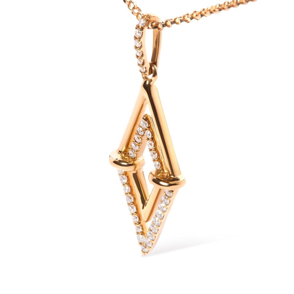 14K Yellow Gold 1/4 Cttw Diamond Double Triangle Geometric 18