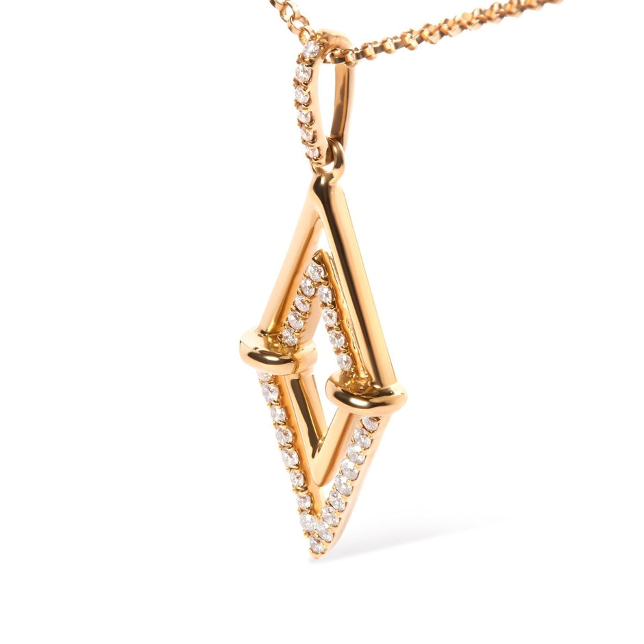 14K Yellow Gold 1/4 Cttw Diamond Double Triangle Geometric 18