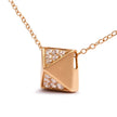 14K Yellow Gold 1/4 Cttw Diamond Matte Finished Pyramid Pendant Necklace (G-H Color, SI1-SI2 Clarity) - 18 Inches - Necklaces - Custom Crafting Alliance, LLC