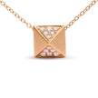 14K Yellow Gold 1/4 Cttw Diamond Matte Finished Pyramid Pendant Necklace (G-H Color, SI1-SI2 Clarity) - 18 Inches - Necklaces - Custom Crafting Alliance, LLC