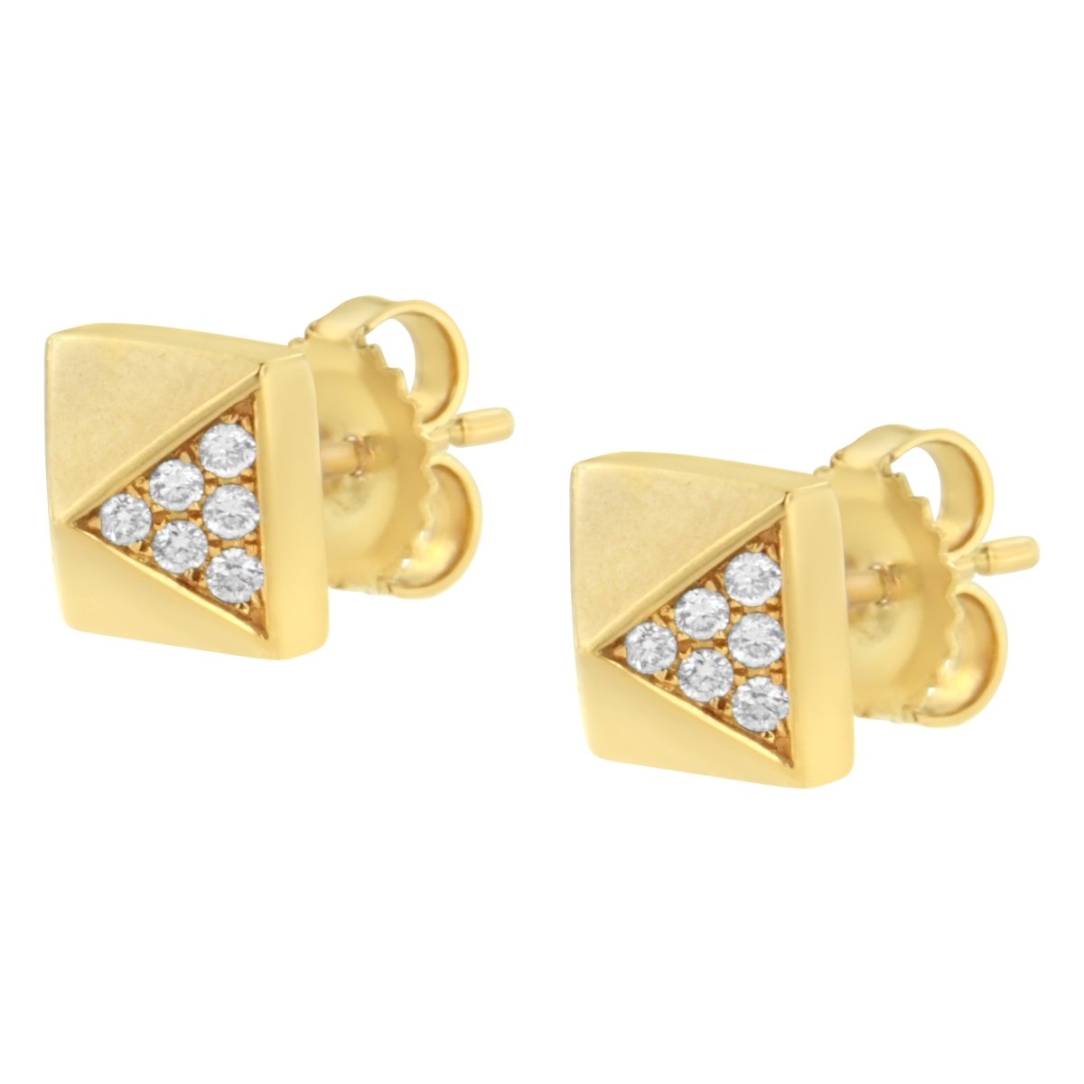 14K Yellow Gold 1/4 Cttw Diamond Pyramid Stud Earring (G-H Color, SI1-SI2 Clarity) - Earrings - Custom Crafting Alliance, LLC