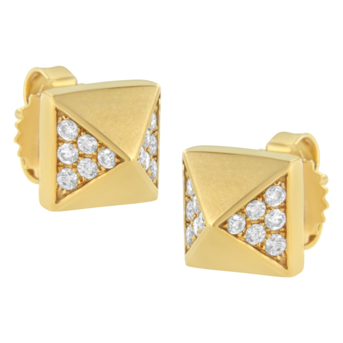 14K Yellow Gold 1/4 Cttw Diamond Pyramid Stud Earring (G-H Color, SI1-SI2 Clarity) - Earrings - Custom Crafting Alliance, LLC
