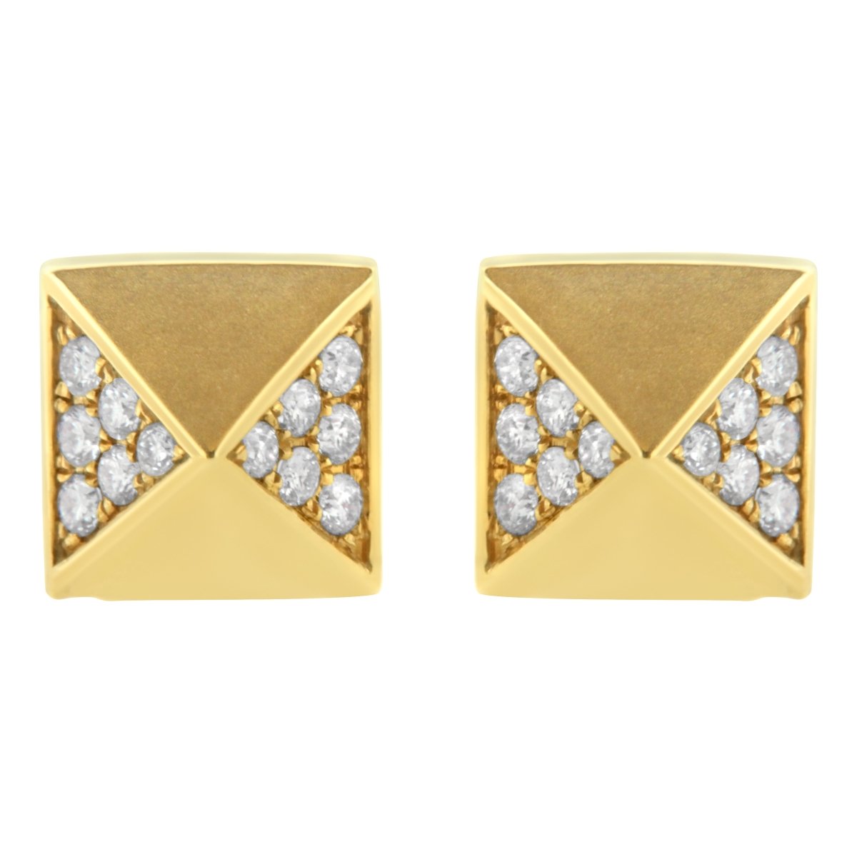 14K Yellow Gold 1/4 Cttw Diamond Pyramid Stud Earring (G-H Color, SI1-SI2 Clarity) - Earrings - Custom Crafting Alliance, LLC
