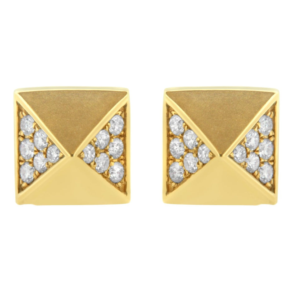 14K Yellow Gold 1/4 Cttw Diamond Pyramid Stud Earring (G-H Color, SI1-SI2 Clarity) - Earrings - Custom Crafting Alliance, LLC