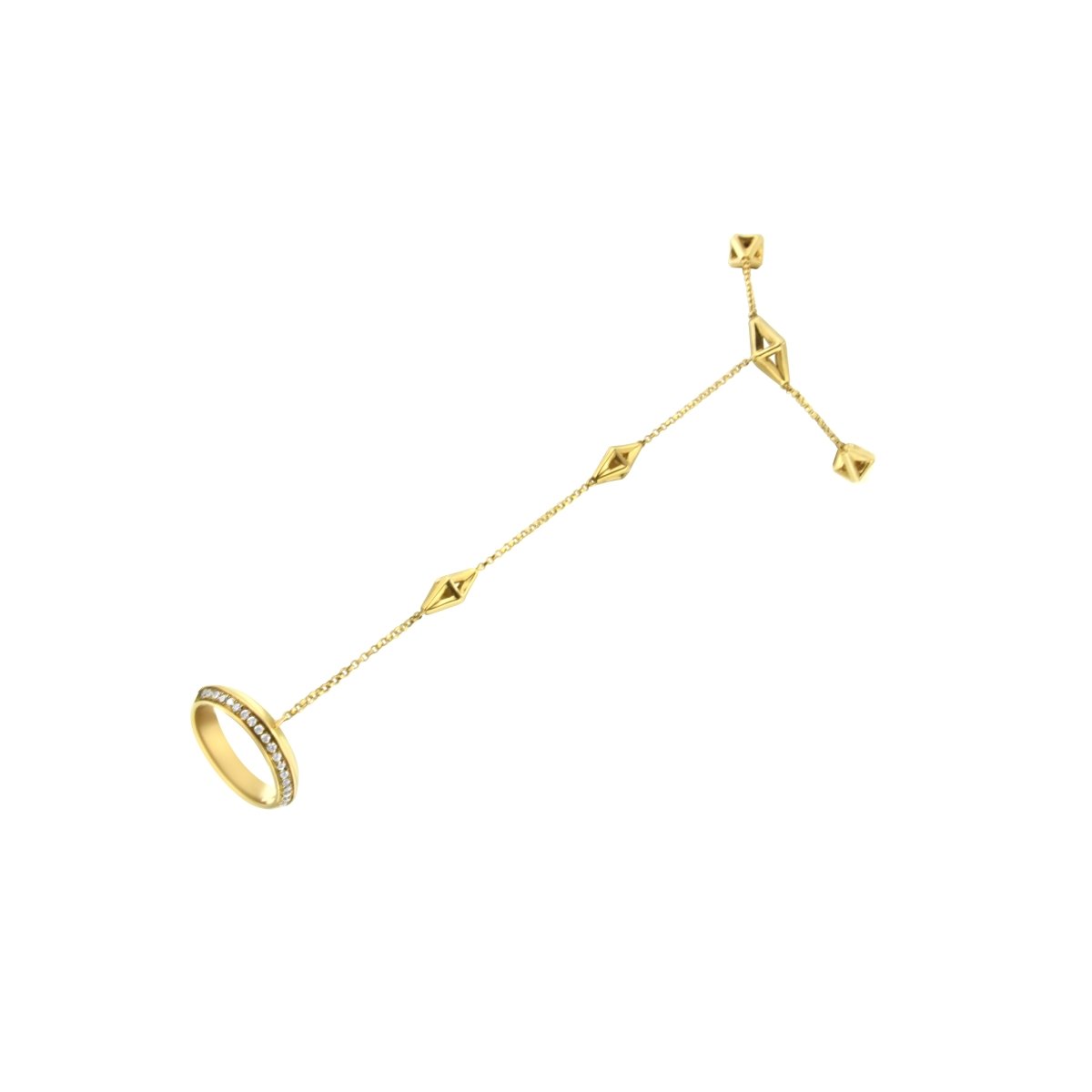 14K Yellow Gold 1/4 Cttw Diamond Ring and Bracelet Hand Chain (G-H Color, SI1-SI2 Clarity) - 7