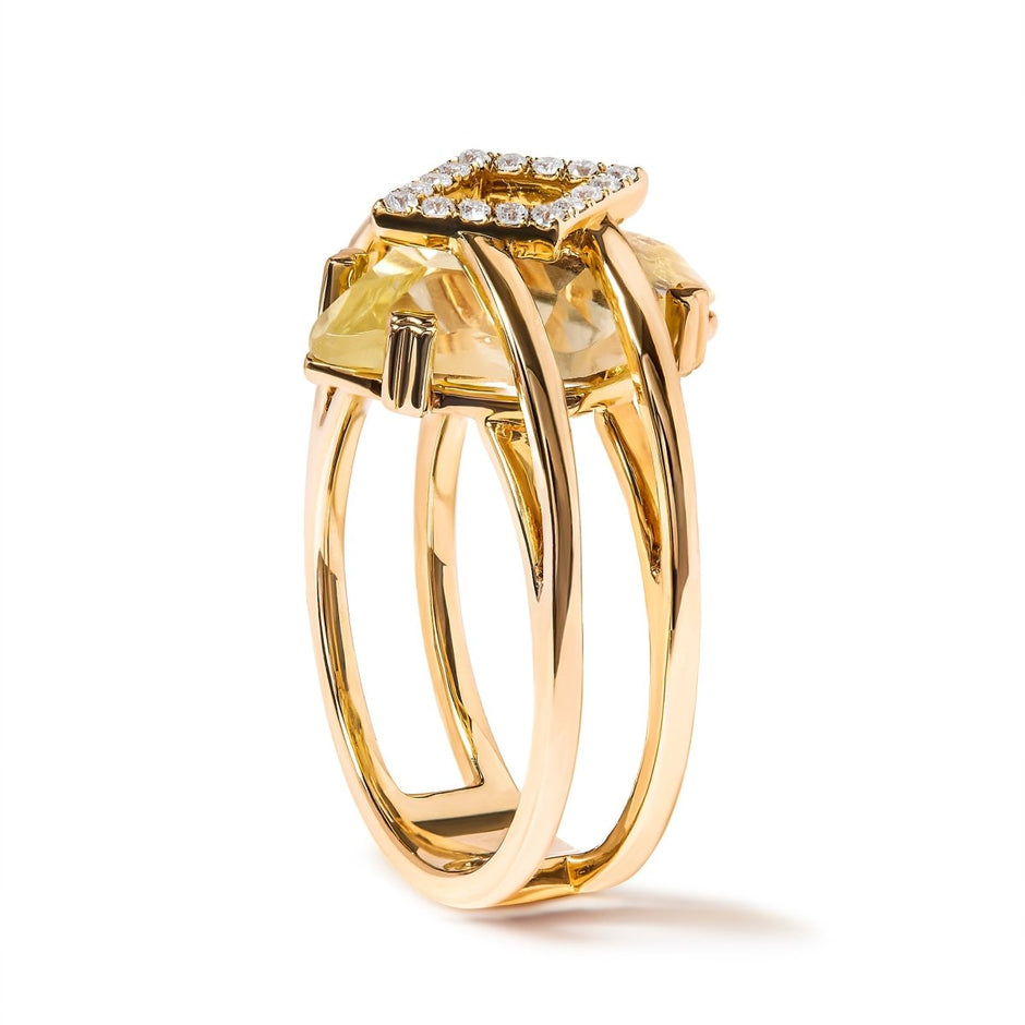 14K Yellow Gold 15x15 MM Marquise Cut Yellow Topaz and Diamond Accent Statement Cocktail Ring (G-H Color, SI1-SI2 Clarity) - Rings - Custom Crafting Alliance, LLC