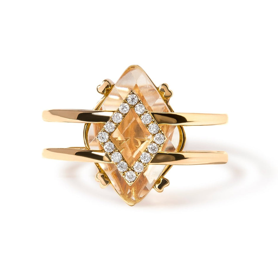 14K Yellow Gold 15x15 MM Marquise Cut Yellow Topaz and Diamond Accent Statement Cocktail Ring (G-H Color, SI1-SI2 Clarity) - Rings - Custom Crafting Alliance, LLC