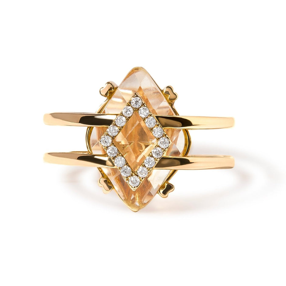 14K Yellow Gold 15x15 MM Marquise Cut Yellow Topaz and Diamond Accent Statement Cocktail Ring (G-H Color, SI1-SI2 Clarity) - Rings - Custom Crafting Alliance, LLC