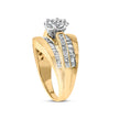14K Yellow Gold 2-1/3 Cttw Diamond Cluster Channel Set Chevron Shaped Engagement Ring (H-I Color, SI1-SI2 Clarity) - Ring Size 7 - Rings - Custom Crafting Alliance, LLC