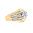 14K Yellow Gold 2-1/3 Cttw Diamond Cluster Channel Set Chevron Shaped Engagement Ring (H-I Color, SI1-SI2 Clarity) - Ring Size 7 - Rings - Custom Crafting Alliance, LLC