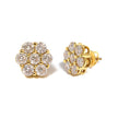 14K Yellow Gold 3.0 Cttw Diamond Floral Cluster Stud Earring - Earrings - Custom Crafting Alliance, LLC