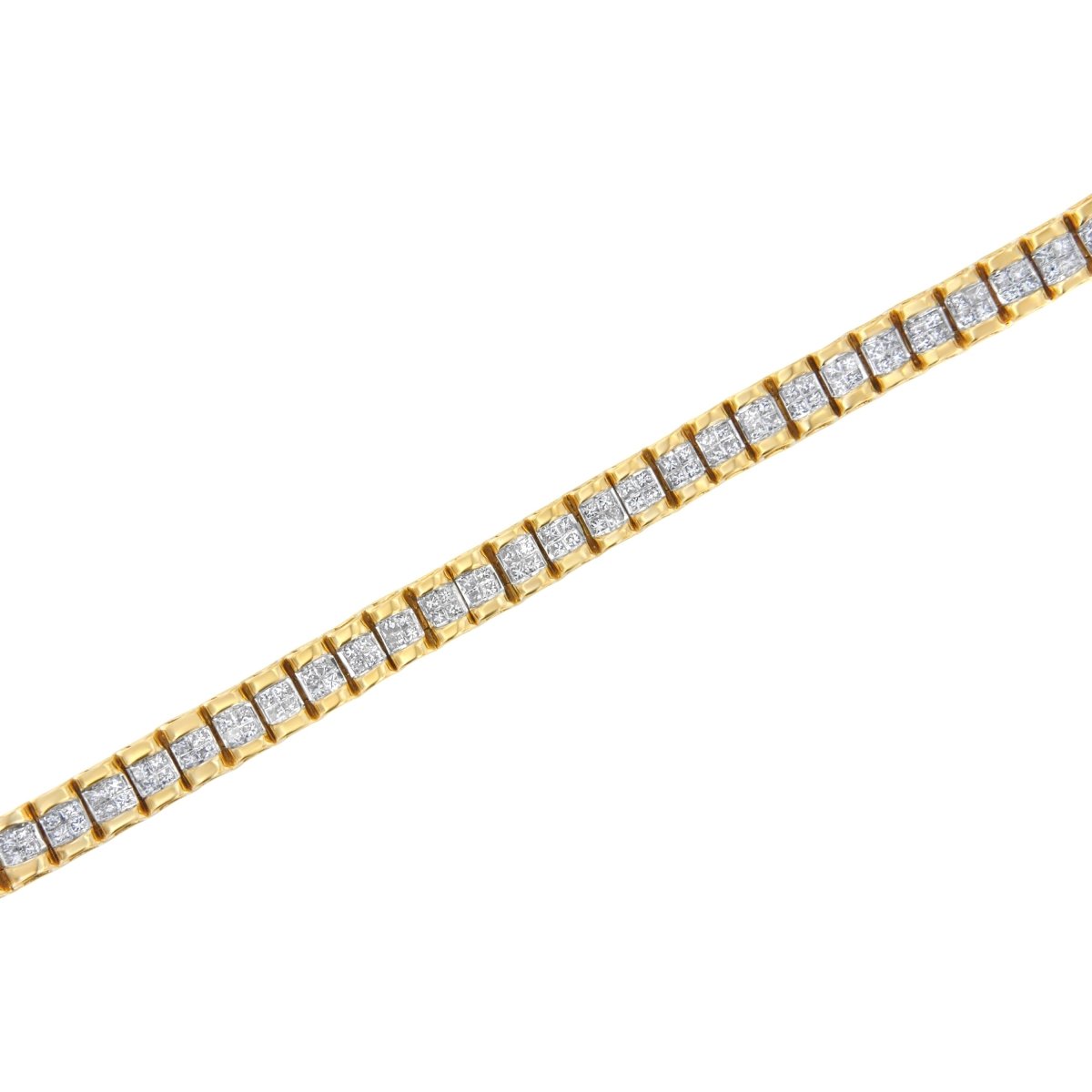 14K Yellow Gold 3.0 Cttw Princess Cut Quad Invisible Set Tennis Bracelet (H-I Color, SI1-SI2 Clarity) - 7â€ - Bracelets - Custom Crafting Alliance, LLC