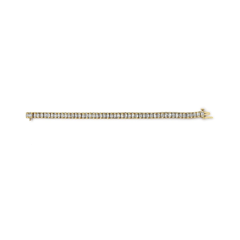 14K Yellow Gold 3.0 Cttw Princess Cut Quad Invisible Set Tennis Bracelet (H-I Color, SI1-SI2 Clarity) - 7â€ - Bracelets - Custom Crafting Alliance, LLC