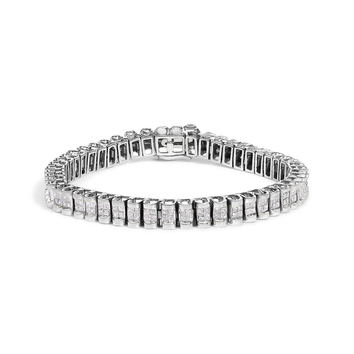 14K Yellow Gold 3.0 Cttw Princess Cut Quad Invisible Set Tennis Bracelet (H-I Color, SI1-SI2 Clarity) - 7â€ - Bracelets - Custom Crafting Alliance, LLC