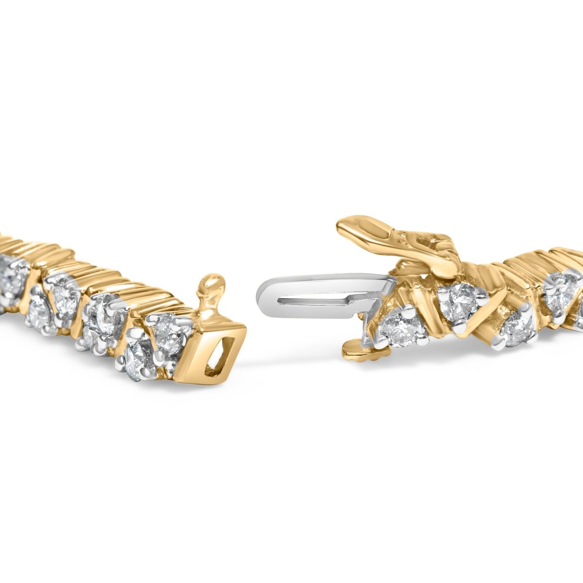 14K Yellow Gold 4.00 Cttw Diamond Triangle Link Tennis Bracelet (H-I Color, I1-I2 Clarity) - 7