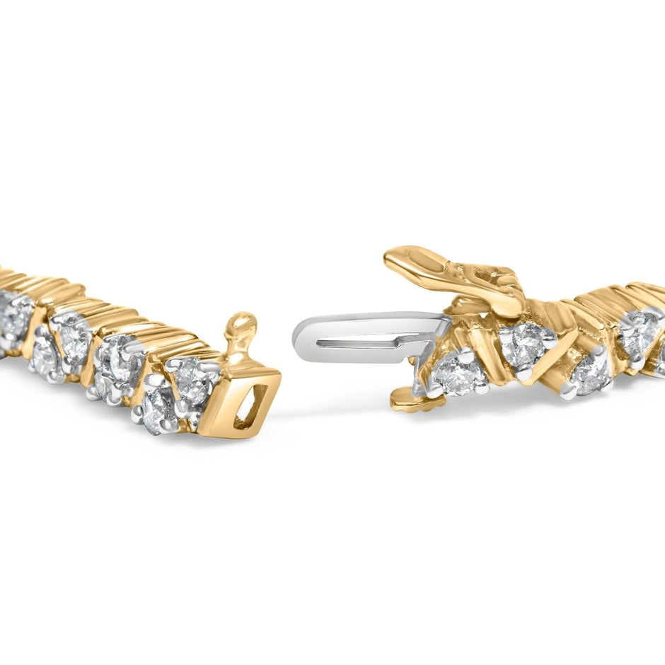 14K Yellow Gold 4.00 Cttw Diamond Triangle Link Tennis Bracelet (H-I Color, I1-I2 Clarity) - 7