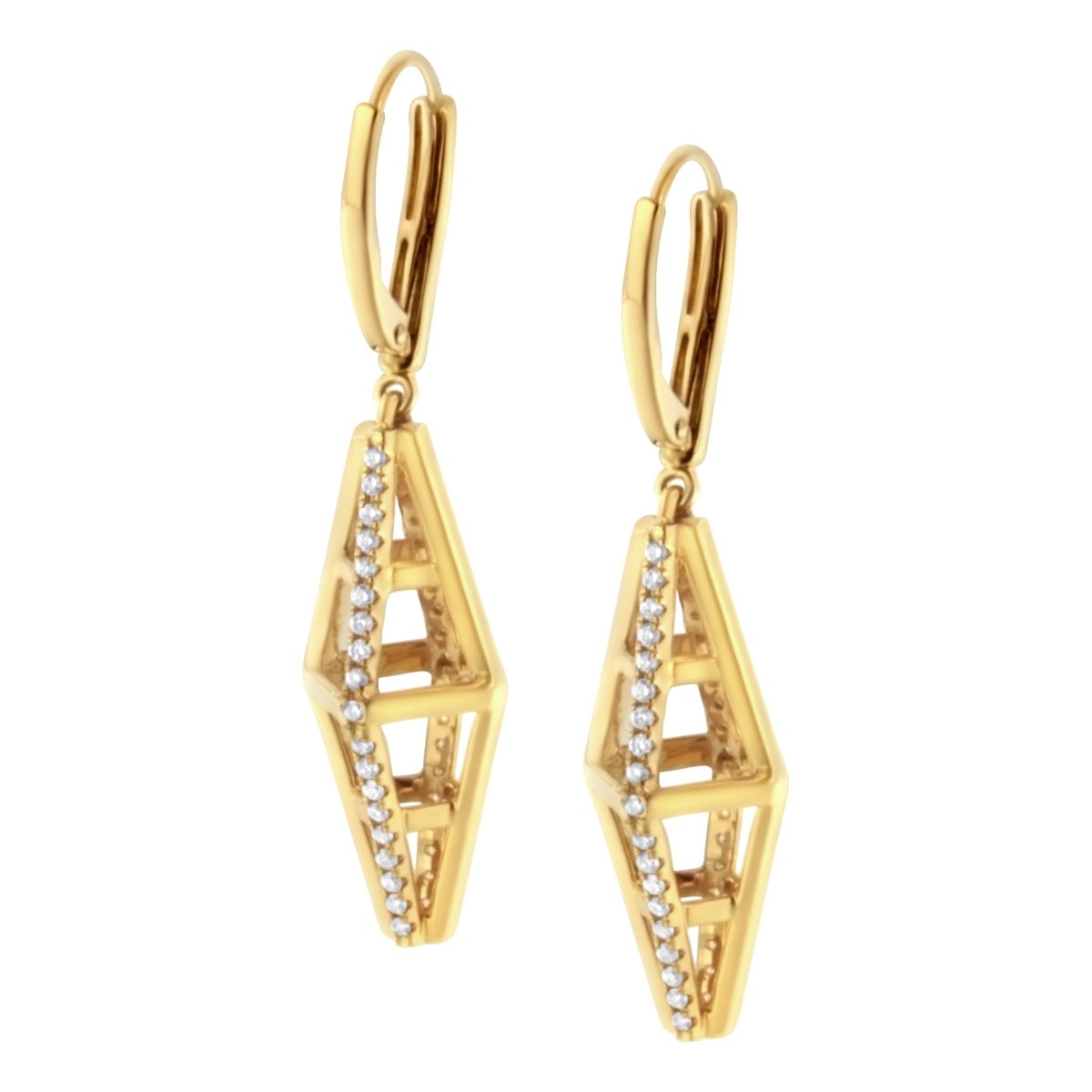 14K Yellow Gold 5/8 Cttw Diamond Geometrical Pillar Drop and Dangle Earrings (G-H Color, SI1-SI2 Clarity) - Earrings - Custom Crafting Alliance, LLC